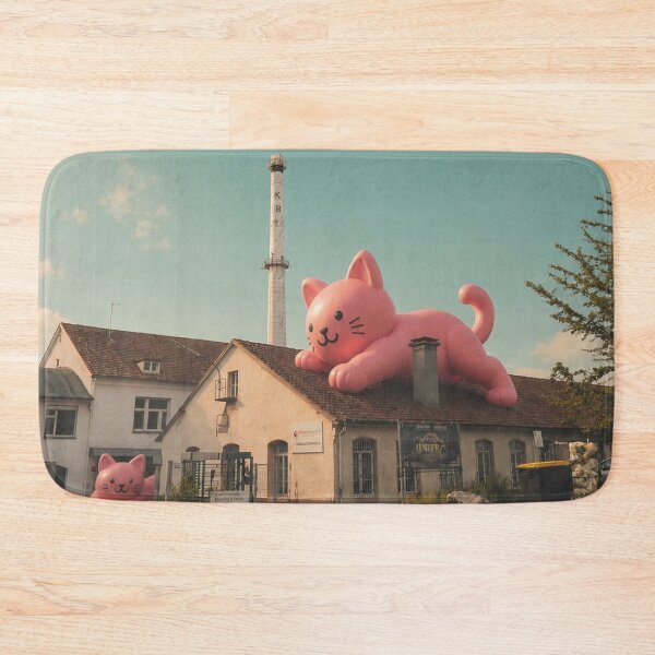 Item preview, Giant pink cat on a factory roof in Lörrach designed and sold by Mauswohn.