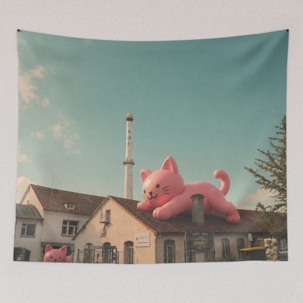 Item preview, Giant pink cat on a factory roof in Lörrach designed and sold by Mauswohn.