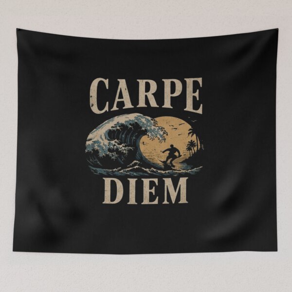 Item preview, Carpe Diem Surf Wave Retro Sunset Design designed and sold by MS-DesignArt.