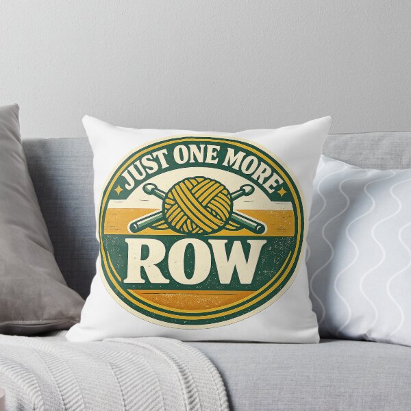 Item preview, Just One More Row Retro Crochet Badge designed and sold by EastEndTownie.