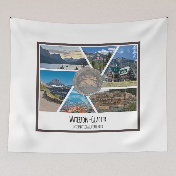 Item preview, Waterton - Glacier International Peace Park collage of images designed and sold by SmyrnaBuffalo.