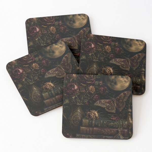 Item preview, Dark Botanical Moon Art | Gothic Roses Moth Vintage Aesthetic designed and sold by irfanshikh.