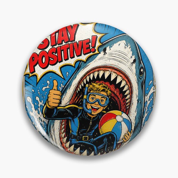 Item preview, Stay Positive Funny Shark Diver Vintage Comic designed and sold by graphixpolash.