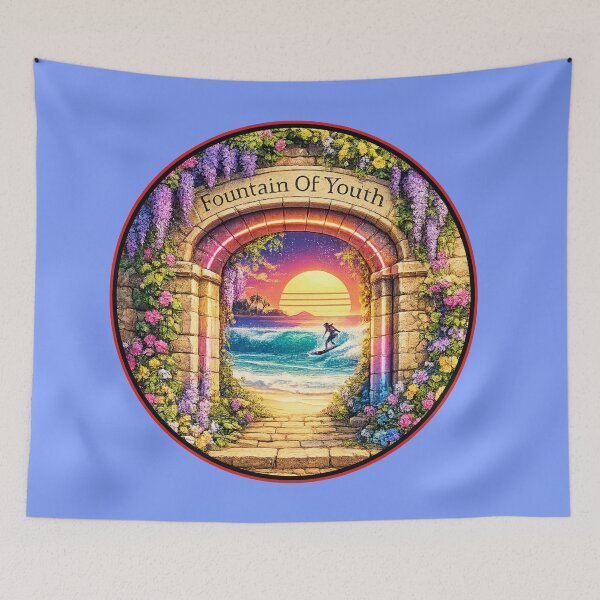 Item preview, Gateway to the Fountian of Youth, retro surfing and sunrise. designed and sold by shorethings.
