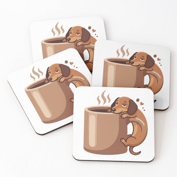 Artikelvorschau, Dackel-Kaffeebecher-Aufkleber V.2 entworfen und verkauft von pixelbloom17.