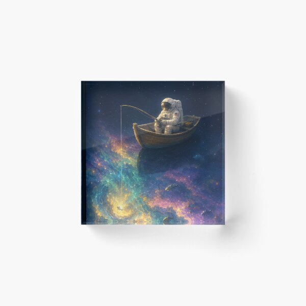Item preview, Gone Fishing in Deep Space — Astronaut in Rowboat Over Glowing Nebula Sci-Fi Art Poster designed and sold by Fanverse Merchandise.
