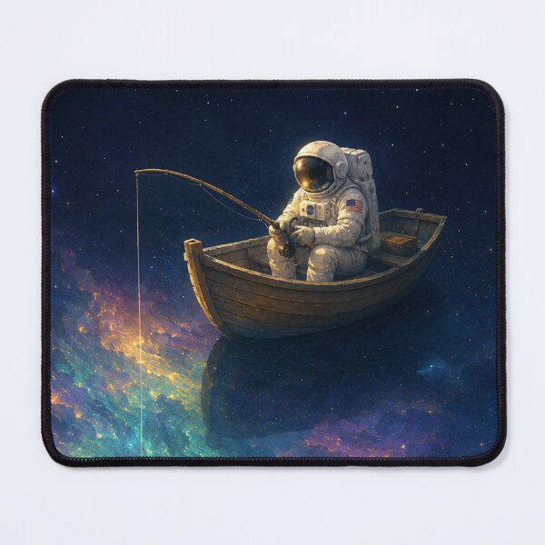 Item preview, Gone Fishing in Deep Space — Astronaut in Rowboat Over Glowing Nebula Sci-Fi Art Poster designed and sold by Fanverse Merchandise.