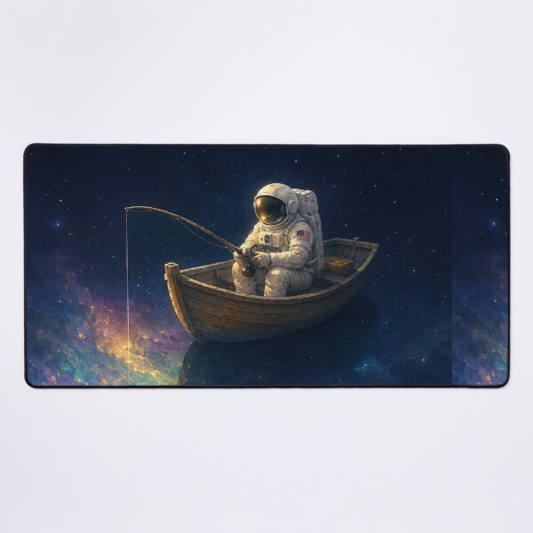 Item preview, Gone Fishing in Deep Space — Astronaut in Rowboat Over Glowing Nebula Sci-Fi Art Poster designed and sold by Fanverse Merchandise.