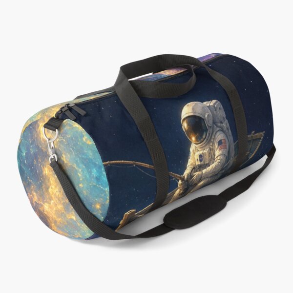 Item preview, Gone Fishing in Deep Space — Astronaut in Rowboat Over Glowing Nebula Sci-Fi Art Poster designed and sold by Fanverse Merchandise.