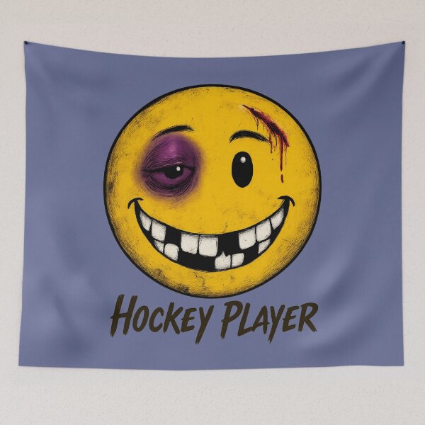 Item preview, Hockey Player — Battle Worn Smiley Face  designed and sold by BB Design Garage.