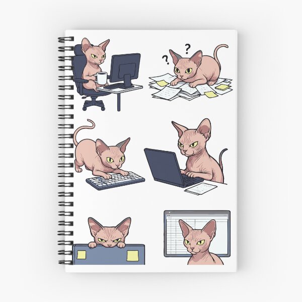 Item preview, Typing Sphynx - Cat at Work  Sticker - Tee designed and sold by RedStreamStudio.