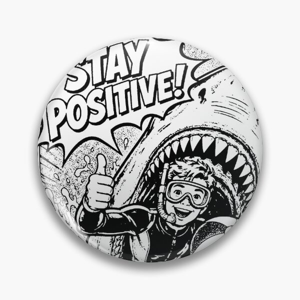 Item preview, Stay Positive Funny Shark Diver Vintage Comic designed and sold by graphixpolash.