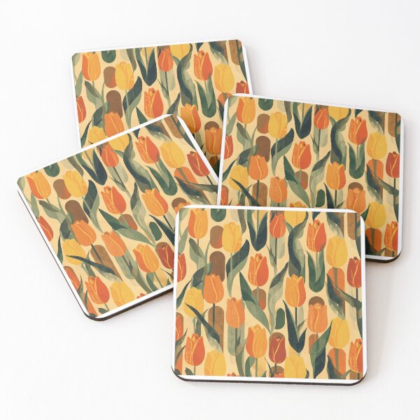 Item preview,  Vintage orange tulips pattern designed and sold by uunaa.