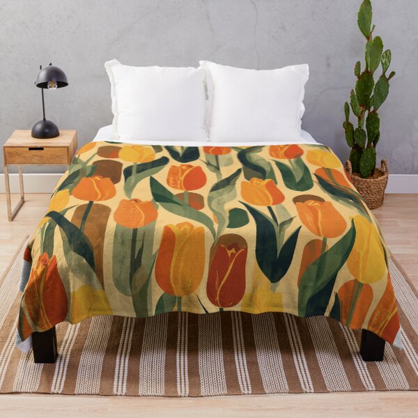 Item preview,  Vintage orange tulips pattern designed and sold by uunaa.