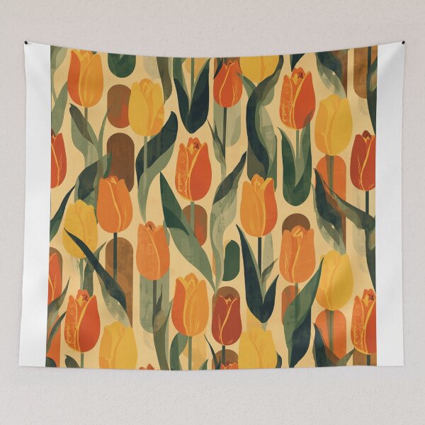 Item preview,  Vintage orange tulips pattern designed and sold by uunaa.