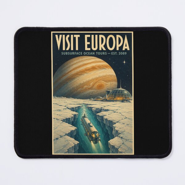 Item preview, Visit Europa — Retro Sci-Fi Space Travel Poster, Subsurface Ocean Tours Vintage NASA Art Print designed and sold by Fanverse Merchandise.