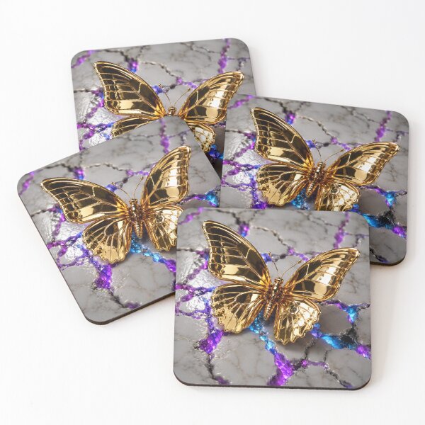 Item preview, Golden Metallic Butterfly on Cracked Marble | Luxury Abstract Neon Aesthetic Art designed and sold by irfanshikh.