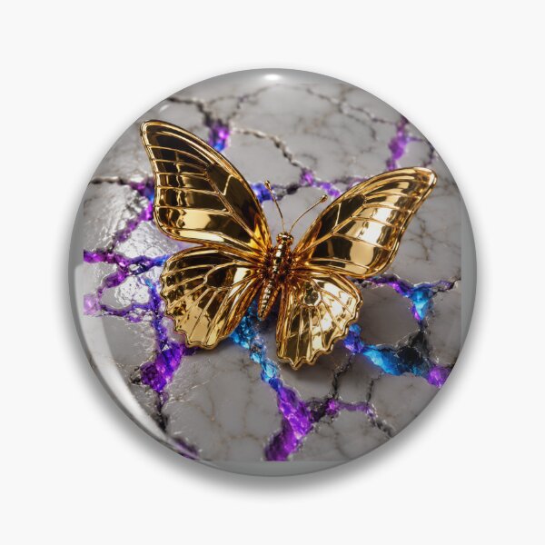 Item preview, Golden Metallic Butterfly on Cracked Marble | Luxury Abstract Neon Aesthetic Art designed and sold by irfanshikh.