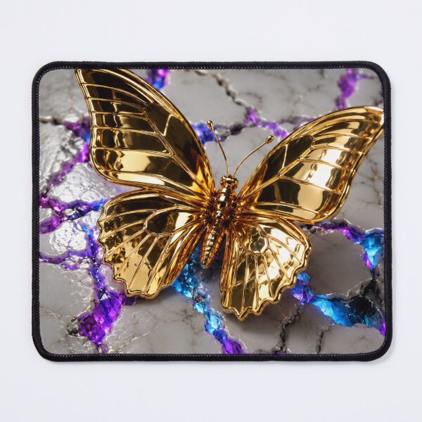 Item preview, Golden Metallic Butterfly on Cracked Marble | Luxury Abstract Neon Aesthetic Art designed and sold by irfanshikh.