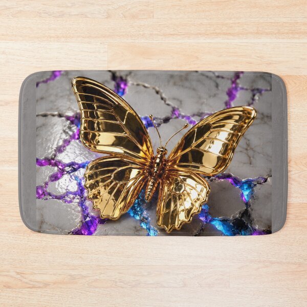 Item preview, Golden Metallic Butterfly on Cracked Marble | Luxury Abstract Neon Aesthetic Art designed and sold by irfanshikh.