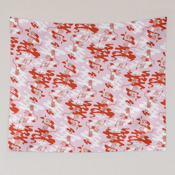 Item preview, Four tigers surrounded by smoke (red edition) designed and sold by Juliette Lancien.