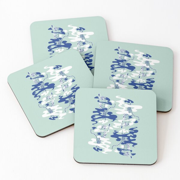Item preview, Four tigers surrounded by smoke (blue edition) designed and sold by Juliette Lancien.