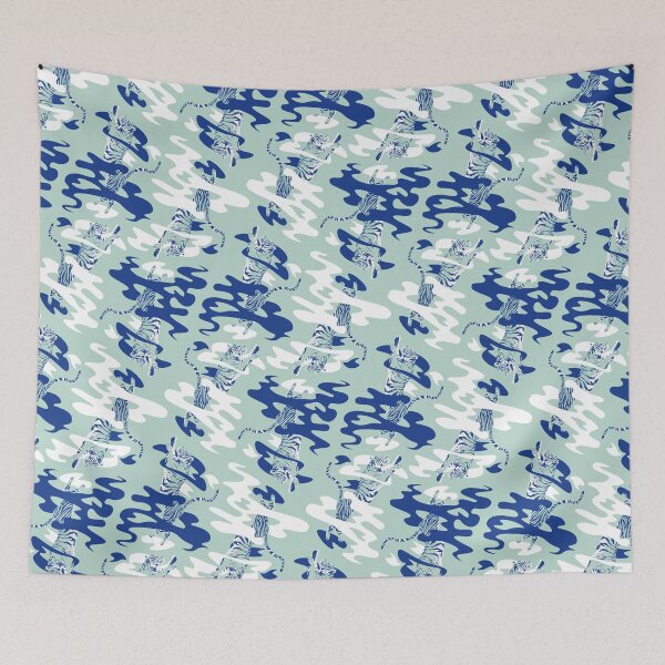 Item preview, Four tigers surrounded by smoke (blue edition) designed and sold by Juliette Lancien.
