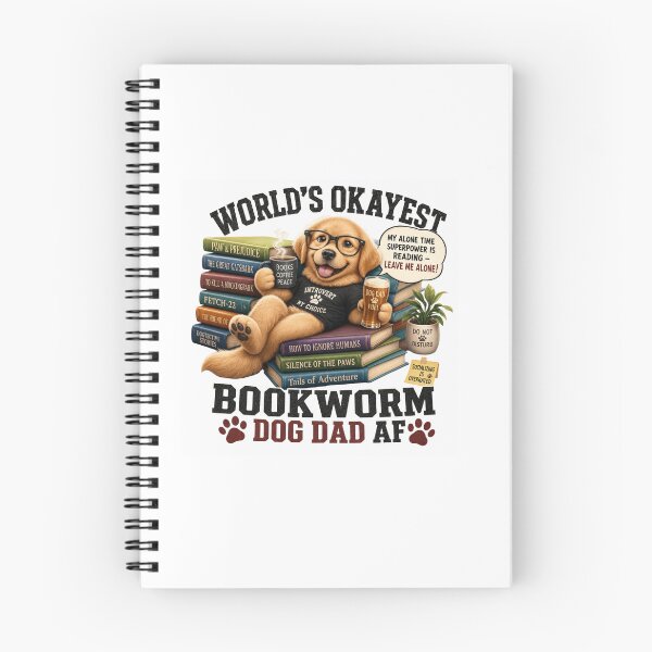 Item preview, World's Okayest Bookworm Dog Dad AF Tee | Reading Superpower Puppy T-Shirt designed and sold by Ashley critters.