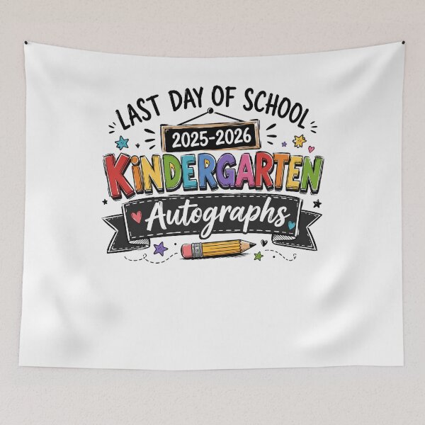 Item preview, Last Day Of School Kindergarten Autographs 2025-2026 T-Shirt, Teacher Student Memory Gift  designed and sold by THREE LITTLE BEANS.