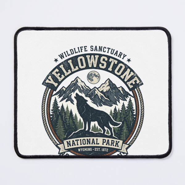 Item preview, Wildlife Sanctuary Yellowstone National Park Wyoming Est 1872 Rocky Mountains Wolf Nature Lover Hiker Traveler designed and sold by Simsimah26Parks.