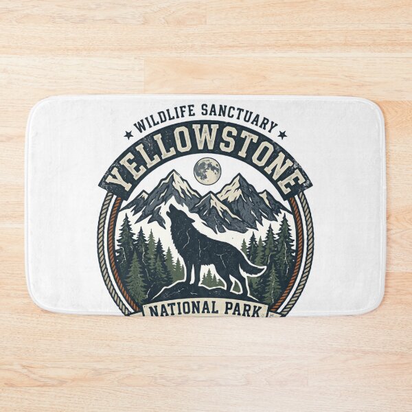 Item preview, Wildlife Sanctuary Yellowstone National Park Wyoming Est 1872 Rocky Mountains Wolf Nature Lover Hiker Traveler designed and sold by Simsimah26Parks.