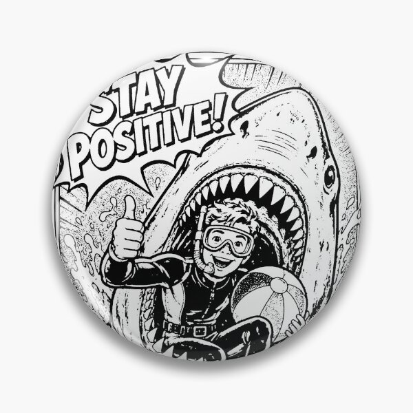 Item preview, Stay Positive Funny Shark Diver Vintage Comic designed and sold by graphixpolash.