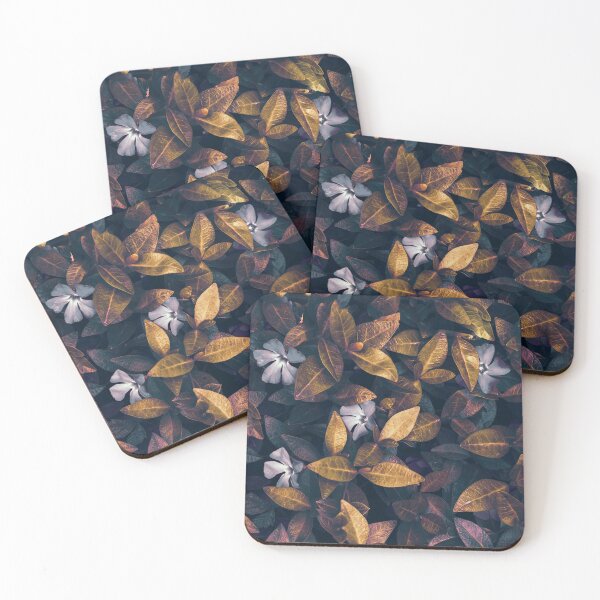Item preview, Botanical Floral Dark Gold Toned Periwinkle Leaves Flowers Nature Art designed and sold by Artycom.