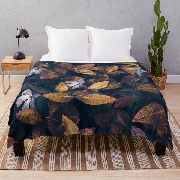 Item preview, Botanical Floral Dark Gold Toned Periwinkle Leaves Flowers Nature Art designed and sold by Artycom.