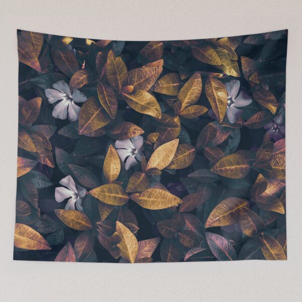 Item preview, Botanical Floral Dark Gold Toned Periwinkle Leaves Flowers Nature Art designed and sold by Artycom.