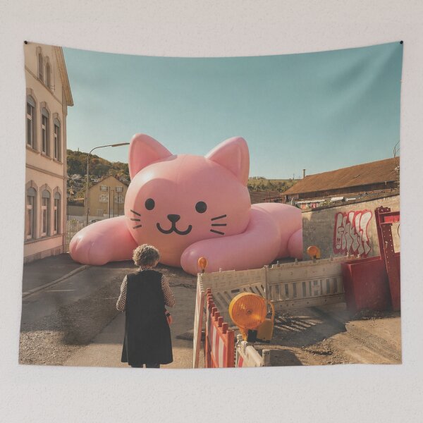 Item preview, Giant pink cat blocks road in Lörrach designed and sold by Mauswohn.