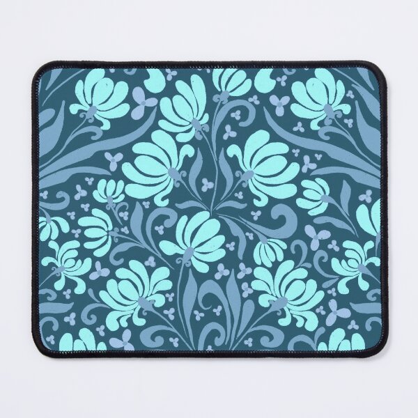 Item preview, Midnight Botanical Damask in Ice Blue designed and sold by AneissPiaf.