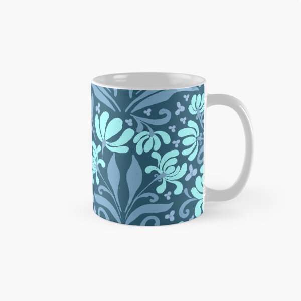 Item preview, Midnight Botanical Damask in Ice Blue designed and sold by AneissPiaf.