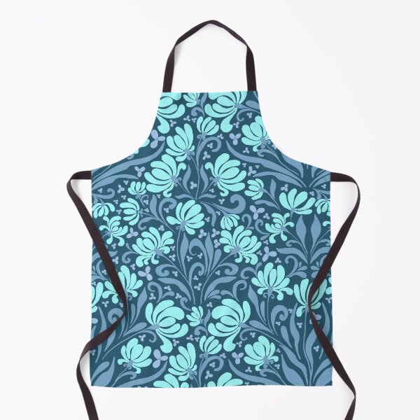 Item preview, Midnight Botanical Damask in Ice Blue designed and sold by AneissPiaf.