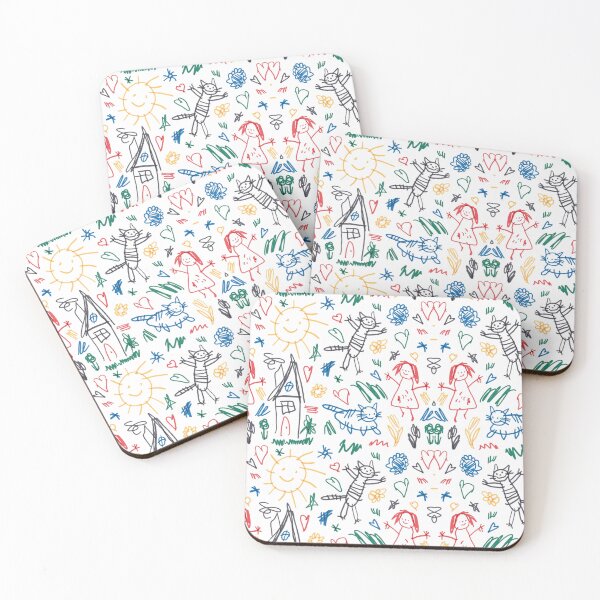 Item preview, Retro Kids Drawing Pattern - Cute Childish Scribble Doodle designed and sold by gokhanuzen.