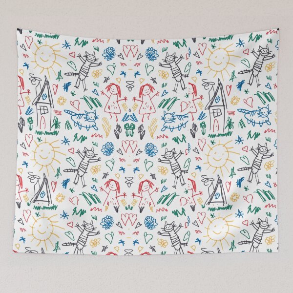 Item preview, Retro Kids Drawing Pattern - Cute Childish Scribble Doodle designed and sold by gokhanuzen.