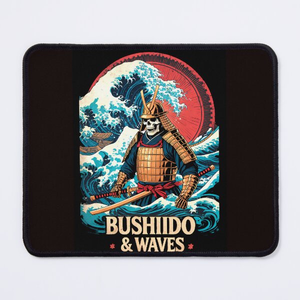 Item preview, Skeletal Samurai Bushido and Waves Retro Japanese Art designed and sold by Structure-Blue.