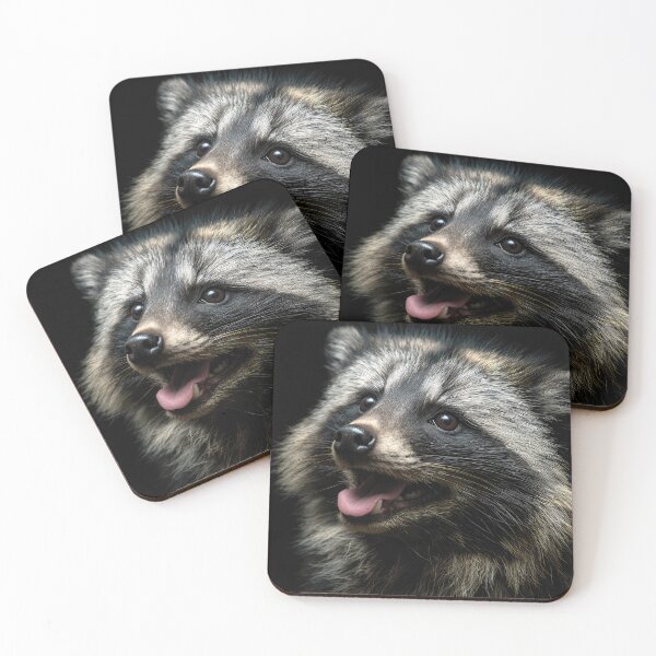 Item preview, Japanese Tanuki Portrait on Black designed and sold by Elisabeth Lucas.