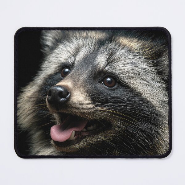 Item preview, Japanese Tanuki Portrait on Black designed and sold by Elisabeth Lucas.
