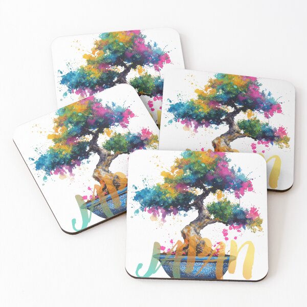 Item preview, Bonsai in Bloom | Colorful Sumi-e Ink Art | Vibrant Japanese Tree Design designed and sold by Chaaa-han.