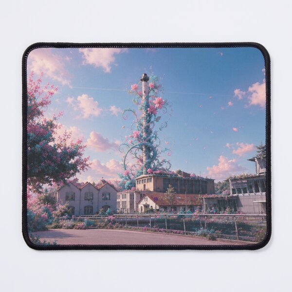 Item preview, KBC factory chimney in Lörrach overgrown with colorful flowers designed and sold by Mauswohn.