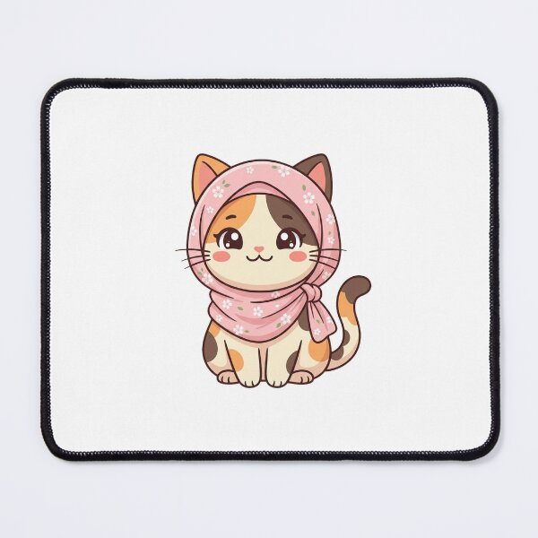 Item preview, Cute Kawaii Calico Cat Wearing Pink Floral Hijab designed and sold by DuckOddity.