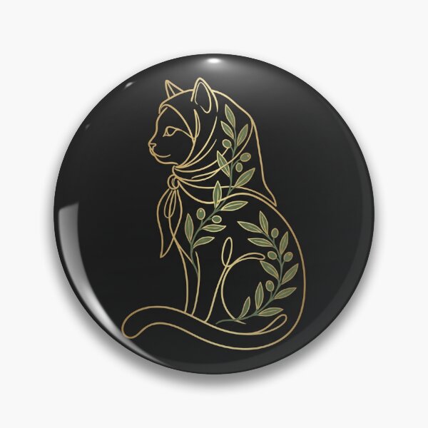 Item preview, Minimalist Metallic Gold Line Art Hijabi Cat designed and sold by DuckOddity.