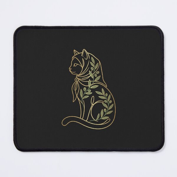 Item preview, Minimalist Metallic Gold Line Art Hijabi Cat designed and sold by DuckOddity.
