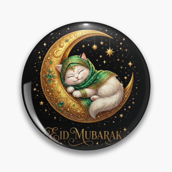 Item preview, Eid Mubarak Festive Golden Moon Hijabi Cat designed and sold by DuckOddity.